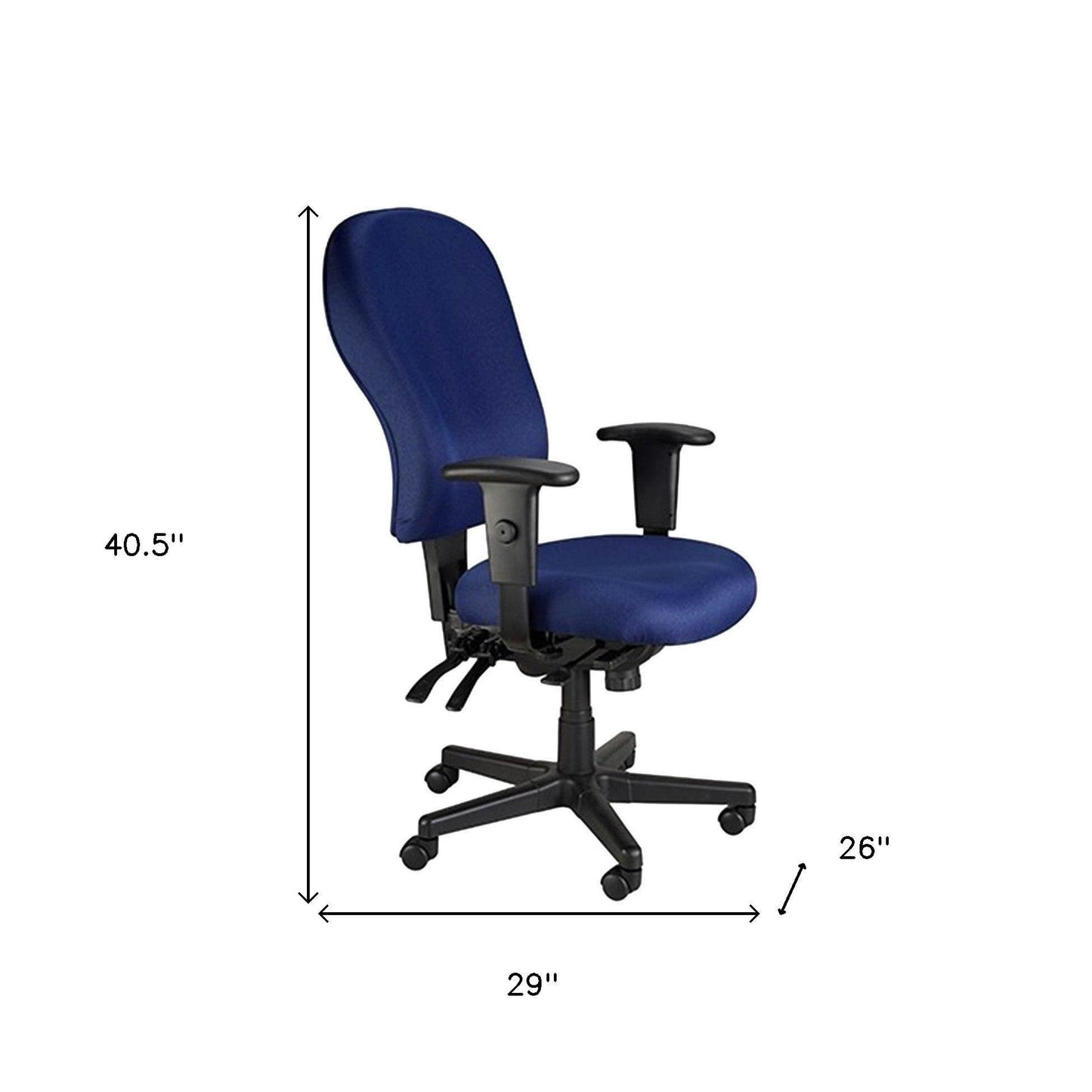 Navy Blue and Black Adjustable Swivel Fabric Rolling Office Chair - FurniFindUSA