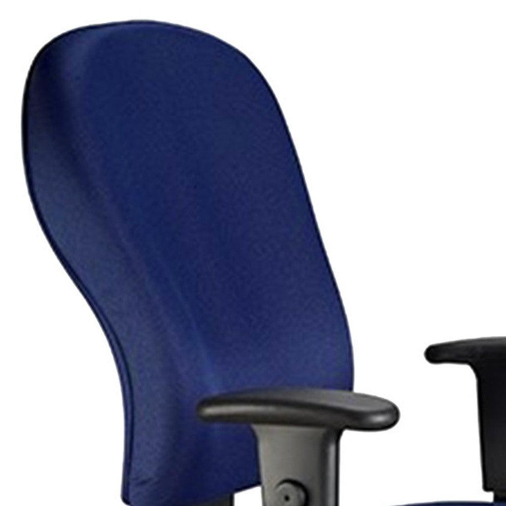 Navy Blue and Black Adjustable Swivel Fabric Rolling Office Chair - FurniFindUSA