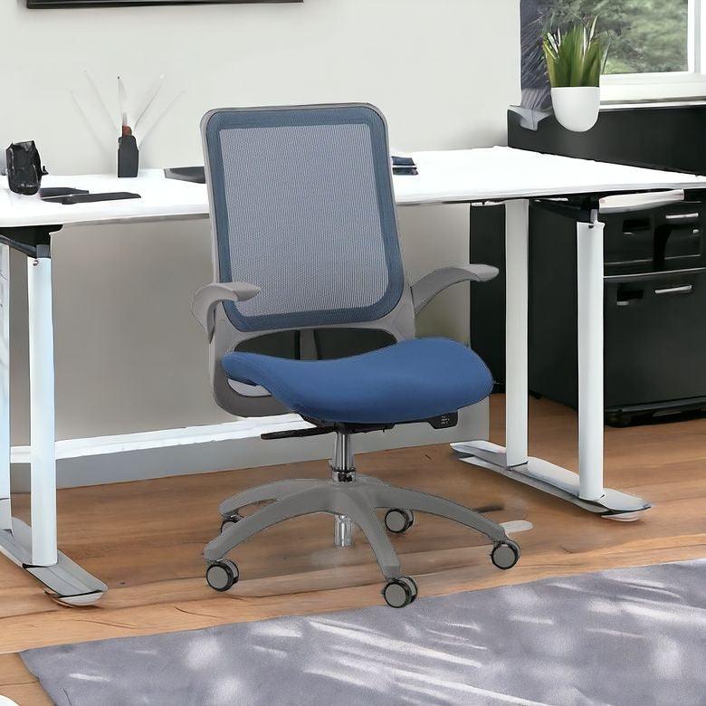 Gray Adjustable Swivel Mesh Rolling Office Chair - FurniFindUSA