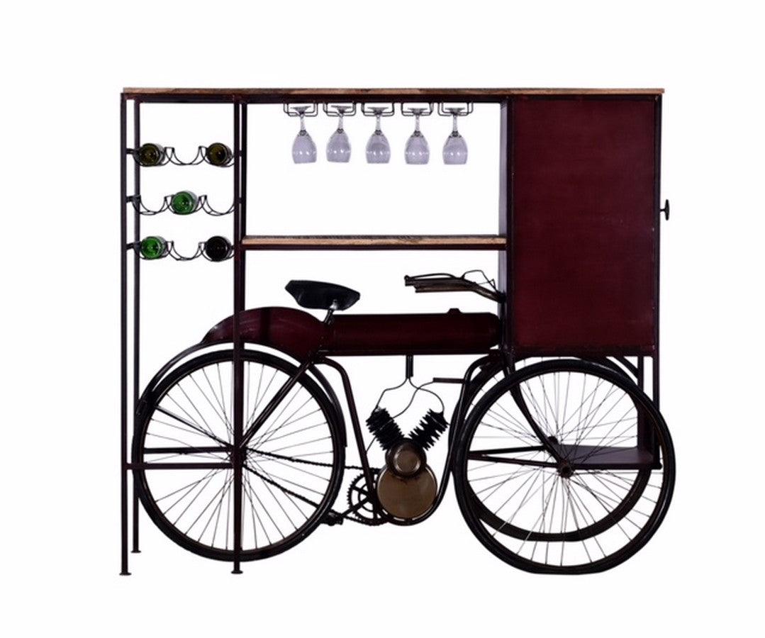 17" X 58.5" X 67.5" Maroon Tricycle Delivery Bar - FurniFindUSA