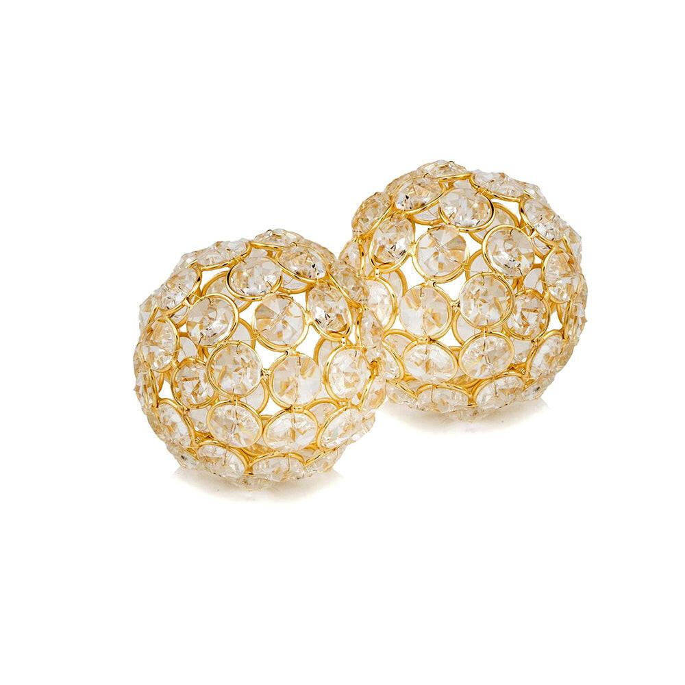 Facetas 3" Gold Cristal Spheres - Set of 2 - FurniFindUSA