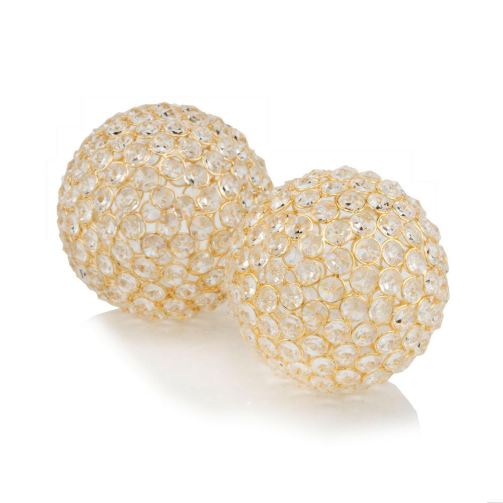 Facetas 5" Gold Cristal Spheres - Set of 2 - FurniFindUSA