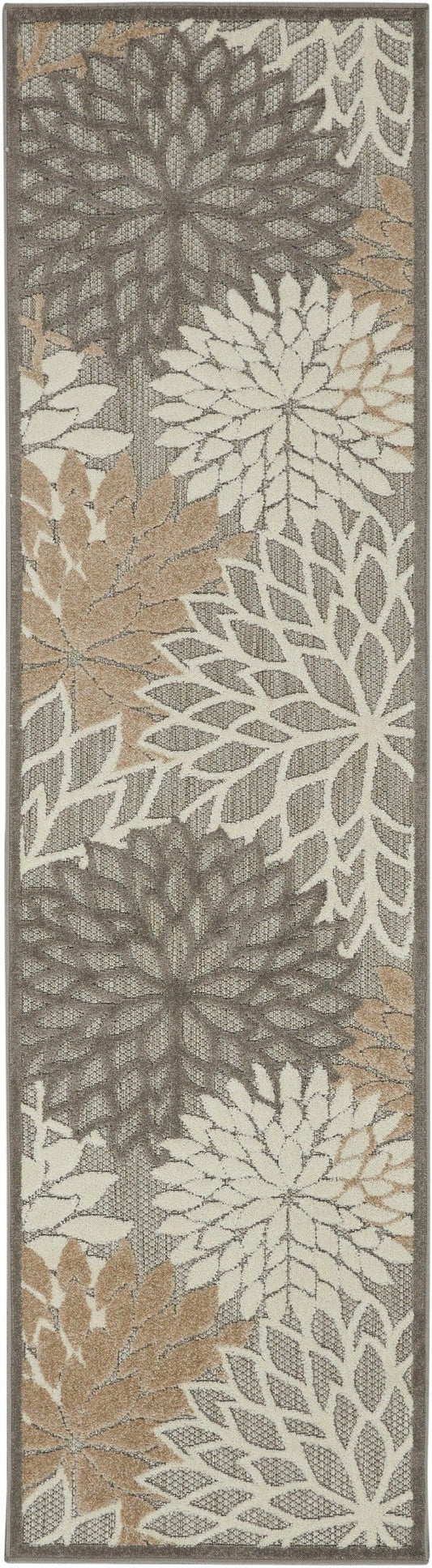 3' X 4' Gray And Ivory Floral Indoor Outdoor Area Rug - FurniFindUSA