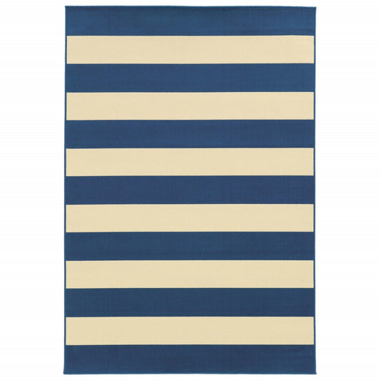 8' x 11' Blue and Ivory Indoor Outdoor Area Rug - FurniFindUSA