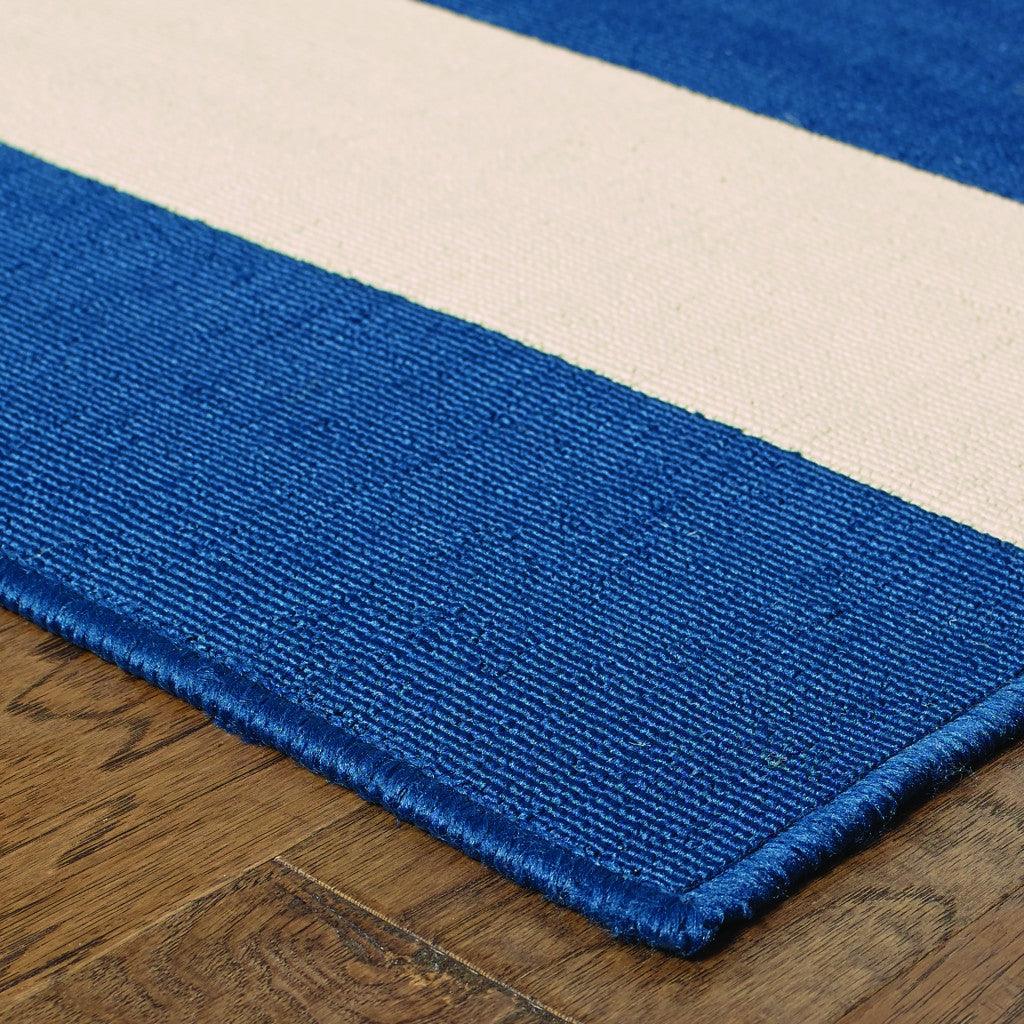 8' x 11' Blue and Ivory Indoor Outdoor Area Rug - FurniFindUSA