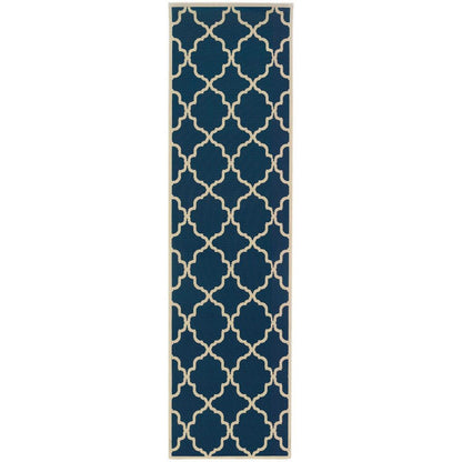 2' X 4' Blue and Ivory Indoor Outdoor Area Rug - FurniFindUSA