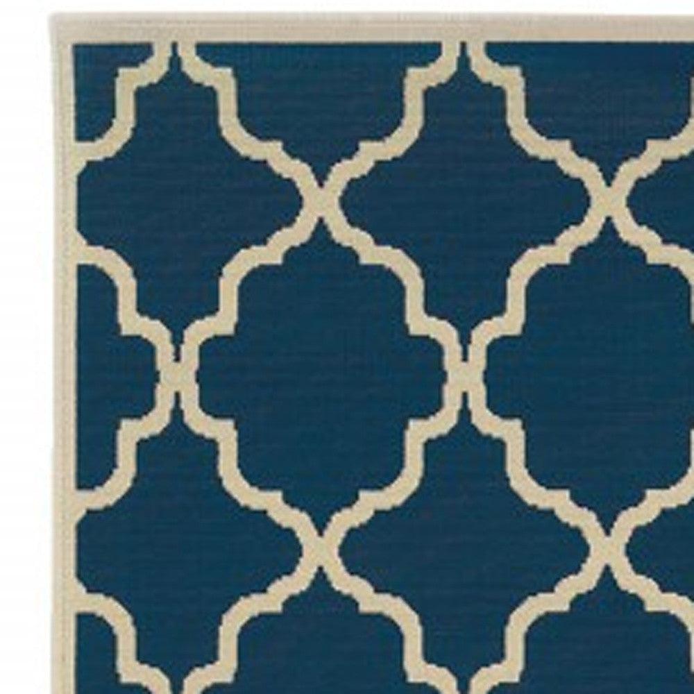 2' X 4' Blue and Ivory Indoor Outdoor Area Rug - FurniFindUSA