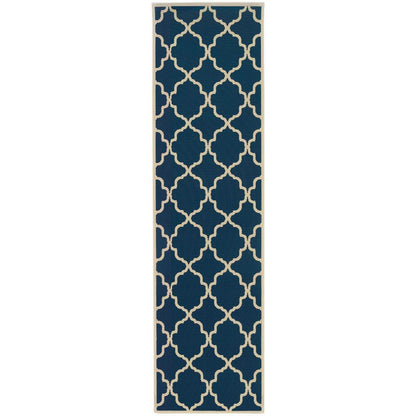 2' X 4' Blue and Ivory Indoor Outdoor Area Rug - FurniFindUSA