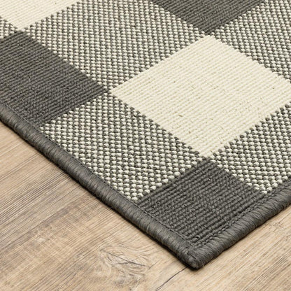 2' X 4' Gray and Ivory Indoor Outdoor Area Rug - FurniFindUSA