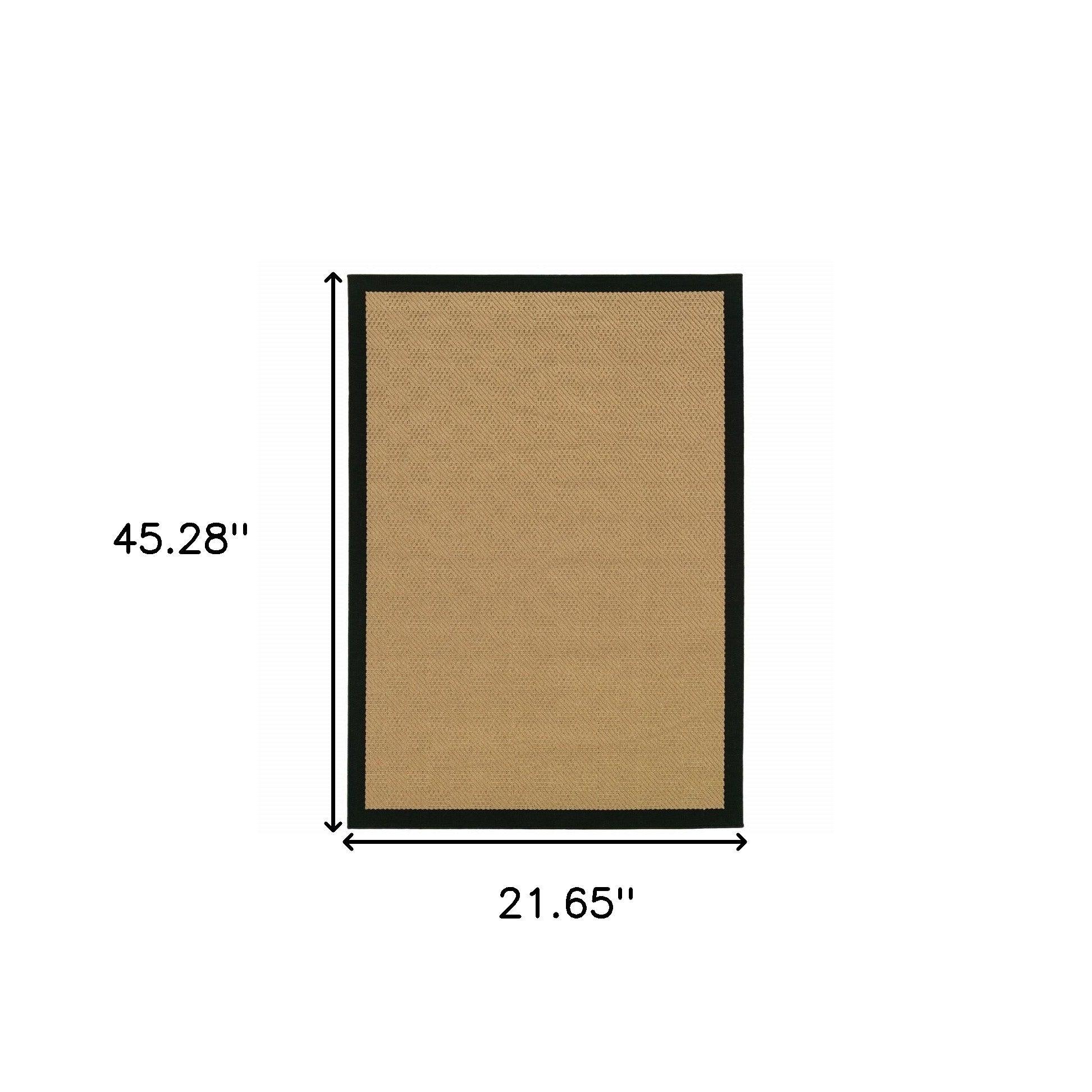 4' x 6' Beige and Black Indoor Outdoor Area Rug - FurniFindUSA