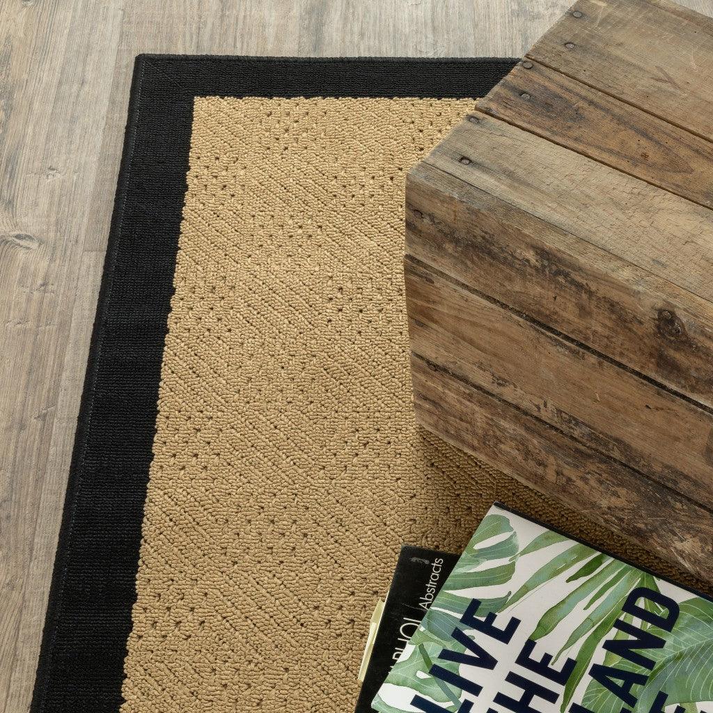 4' x 6' Beige and Black Indoor Outdoor Area Rug - FurniFindUSA