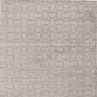 12' X 15' White And Silver Striped Hand Woven Area Rug