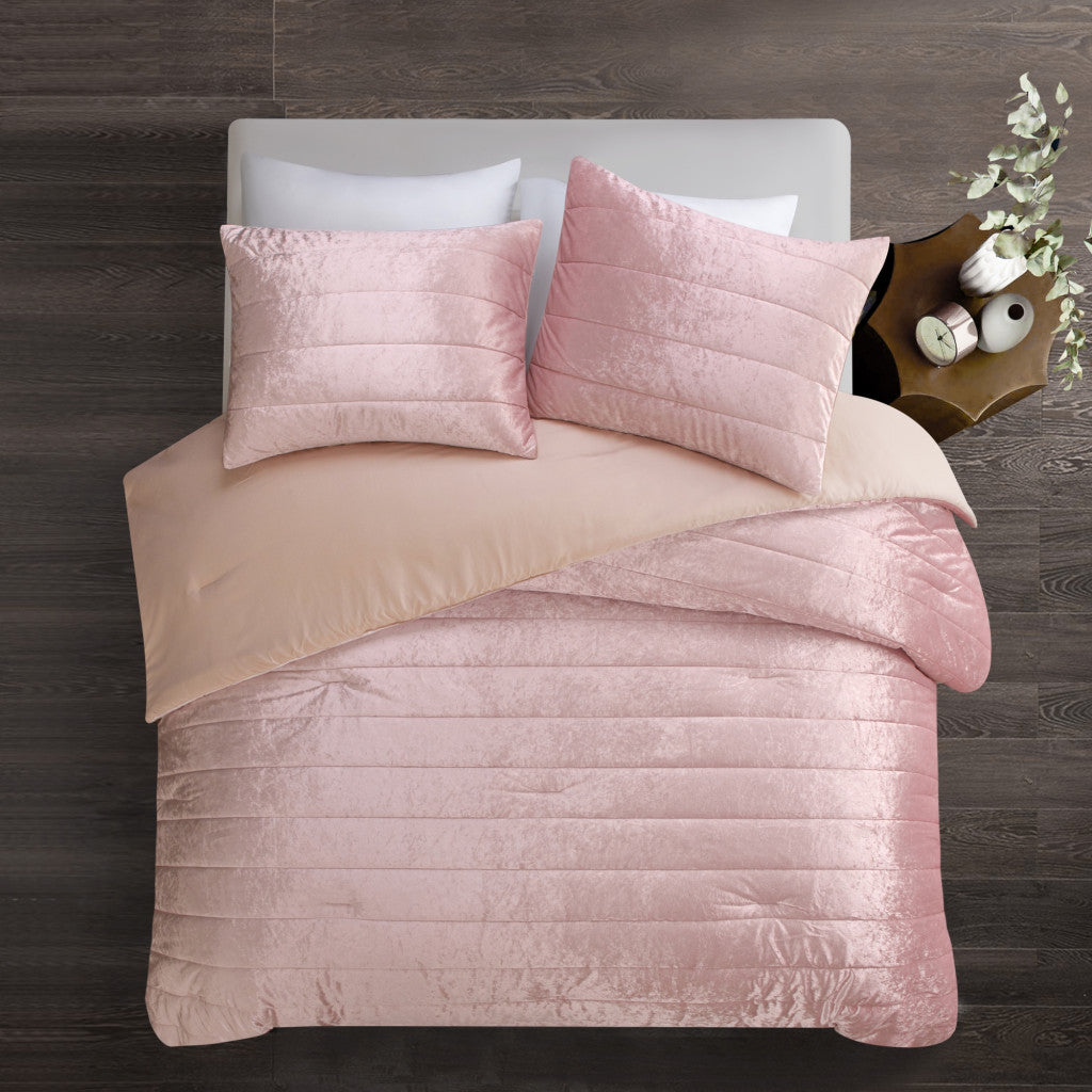 Blush King Polyester 180 Thread Count Washable Down Comforter Set