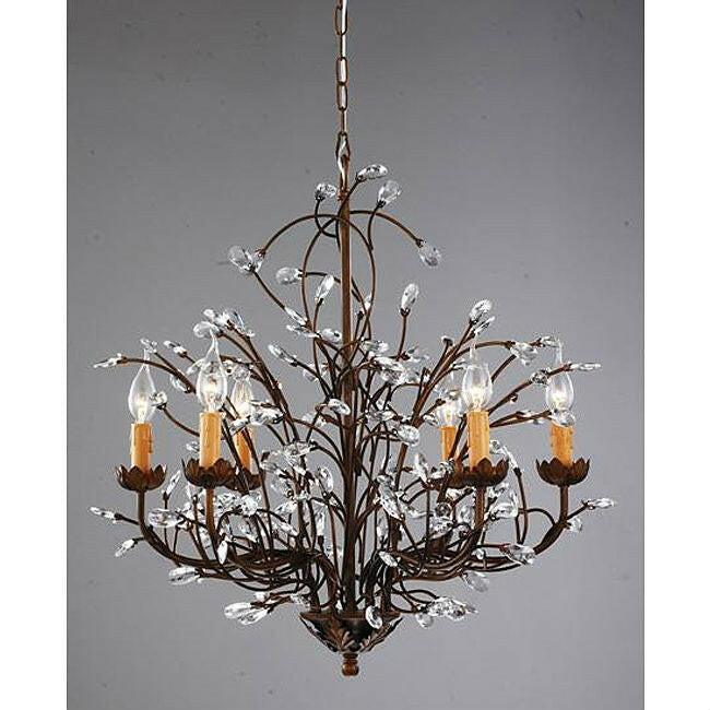 Antique Bronze 6-light Crystal and Iron Chandelier - FurniFindUSA