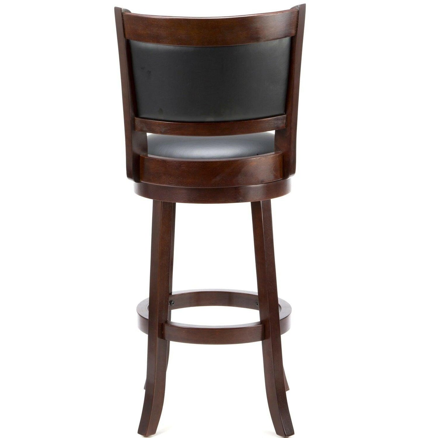 Cherry 29-inch Solid Wood Bar Stool with Faux Leather Swivel Seat - FurniFindUSA