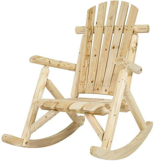 Outdoor Wooden Log Rocking Chair - Adirondack Style - FurniFindUSA