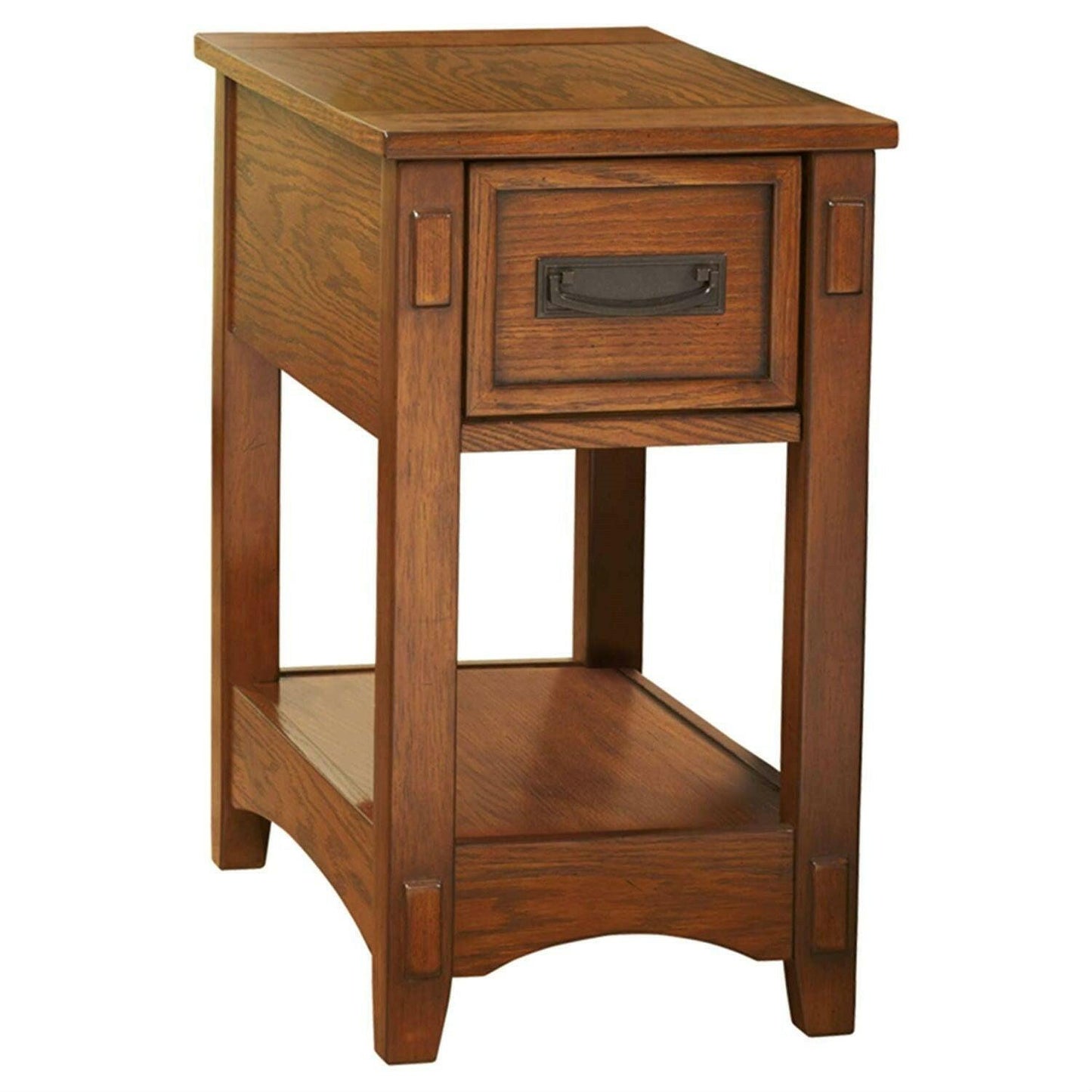 Mission Style 1-Drawer End Table Nightstand in Brown Wood Finish - FurniFindUSA