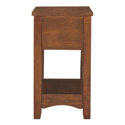 Mission Style 1-Drawer End Table Nightstand in Brown Wood Finish - FurniFindUSA