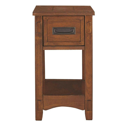 Mission Style 1-Drawer End Table Nightstand in Brown Wood Finish - FurniFindUSA