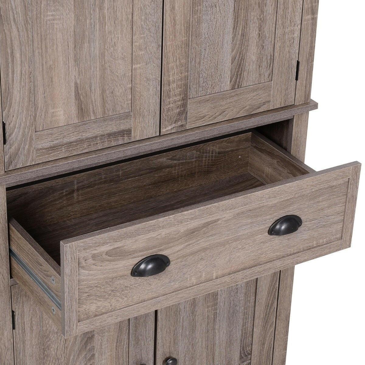 Farmhouse 6ft  Kitchen / Bathroom Storage Pantry Drawer Cabinet Wood Grain - FurniFindUSA
