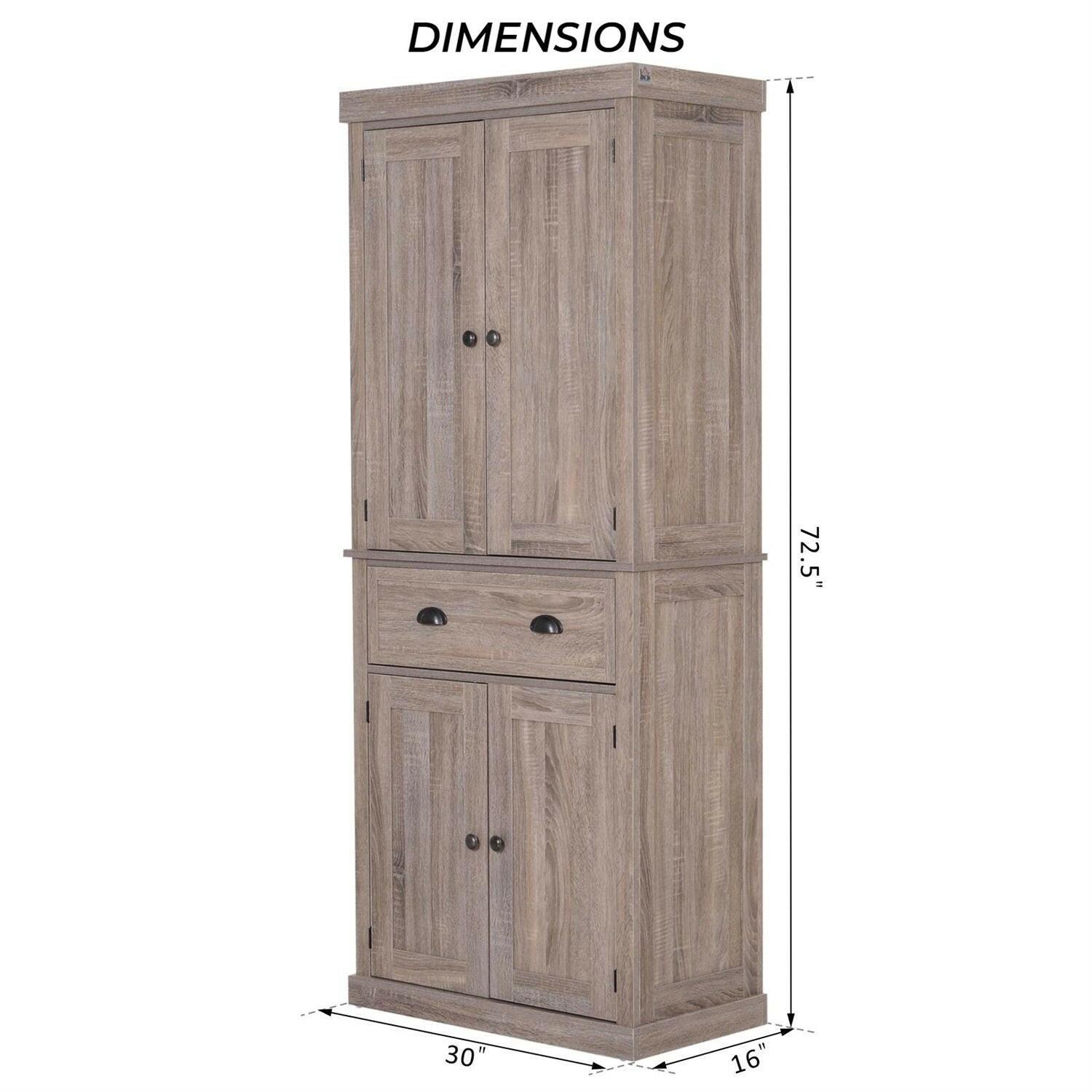 Farmhouse 6ft  Kitchen / Bathroom Storage Pantry Drawer Cabinet Wood Grain - FurniFindUSA