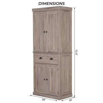 Farmhouse 6ft  Kitchen / Bathroom Storage Pantry Drawer Cabinet Wood Grain - FurniFindUSA