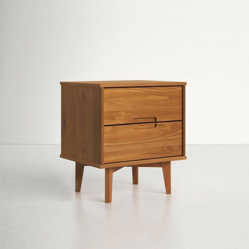 FarmHouse 2 Drawer Solid Wood Nightstand Medium Brown - FurniFindUSA