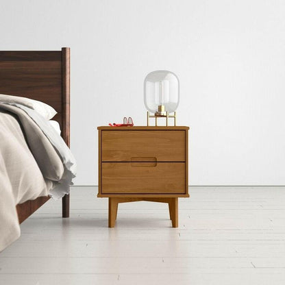 FarmHouse 2 Drawer Solid Wood Nightstand Medium Brown - FurniFindUSA