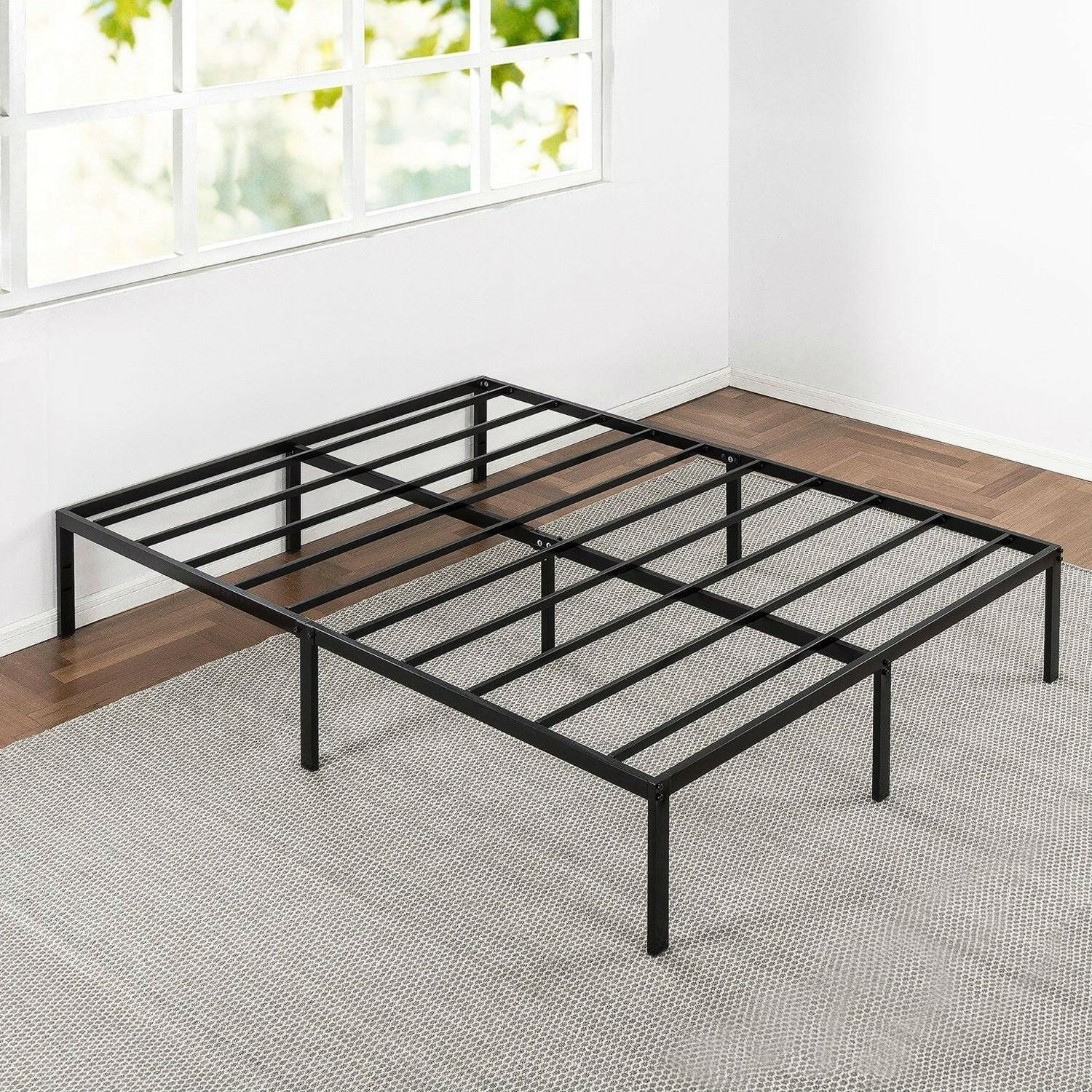 Queen size Sturdy Black Metal Platform Bed Frame with Headboard Attachments - FurniFindUSA