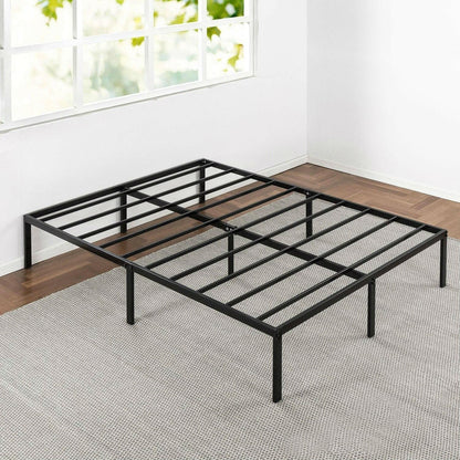 Queen size Sturdy Black Metal Platform Bed Frame with Headboard Attachments - FurniFindUSA