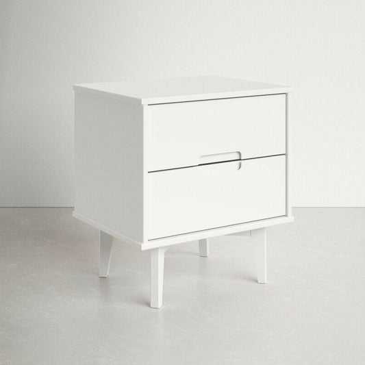 FarmHouse 2 Drawer Solid Wood Nightstand White - FurniFindUSA