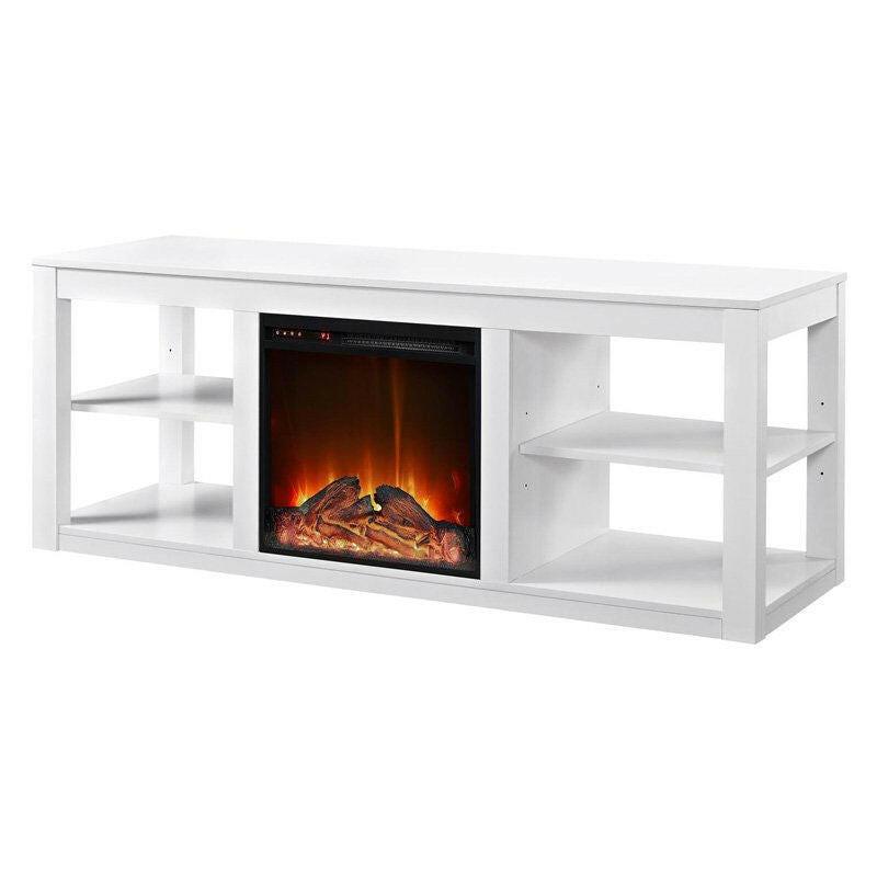 Modern 2-in-1 Electric Fireplace TV Stand in White - FurniFindUSA