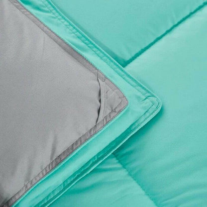 Full/Queen Traditional Microfiber Reversible 3 Piece Comforter Set in Blue/Grey - FurniFindUSA