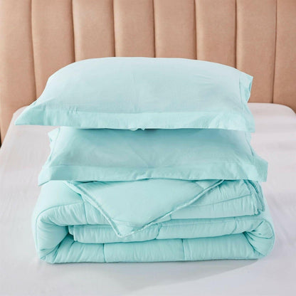 King Size Aqua 3 Piece Microfiber Reversible Comforter Set - FurniFindUSA