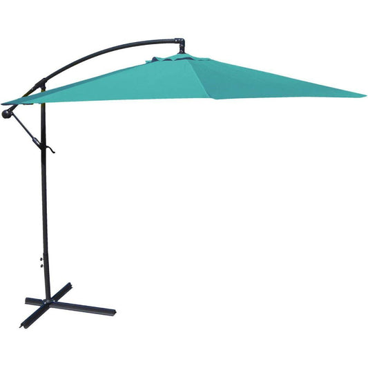 10-Ft Offset Cantilever Patio Umbrella with Aruba Teal Canopy - FurniFindUSA