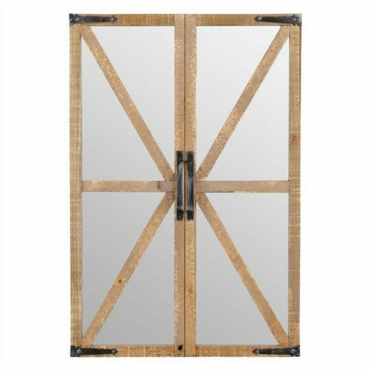 Rustic Vintage Faux Barn Doors Farmhouse Wall Mirror - FurniFindUSA