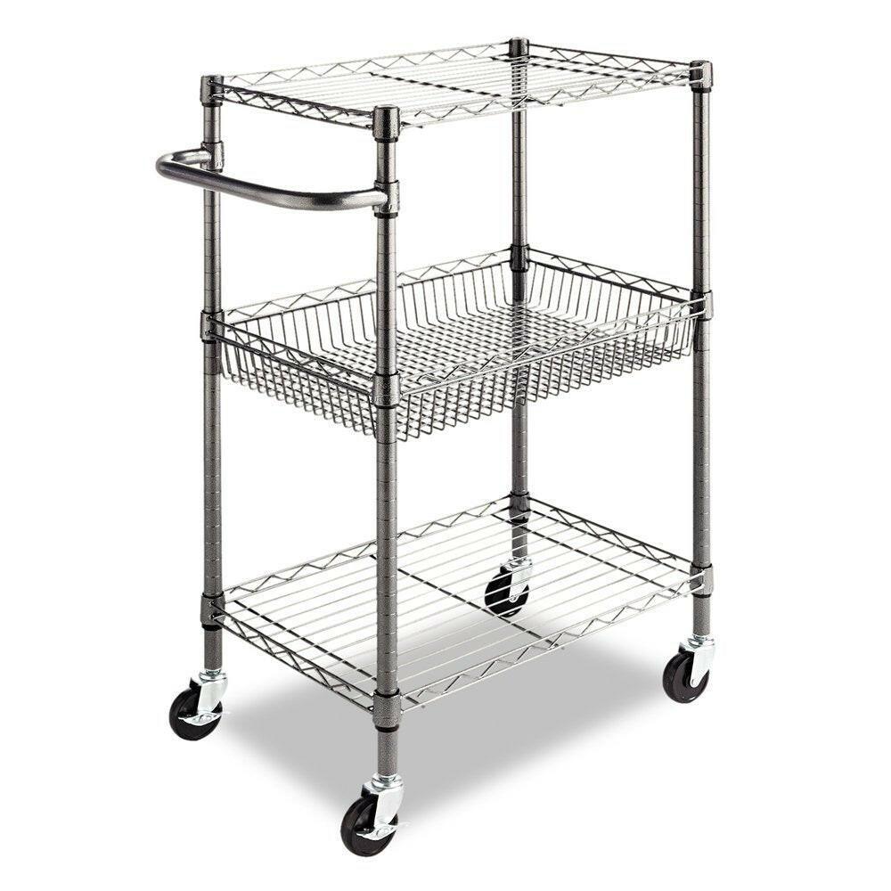 3-Tier Metal Kitchen Cart / Utility Cart with Adjustable Shelves and Casters - FurniFindUSA