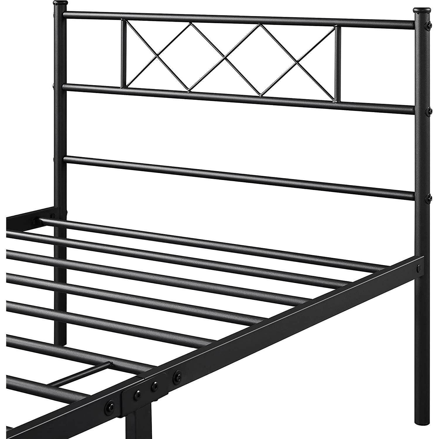 Twin Size Traditional Powder Coated Slatted Metal Platform Bed - FurniFindUSA