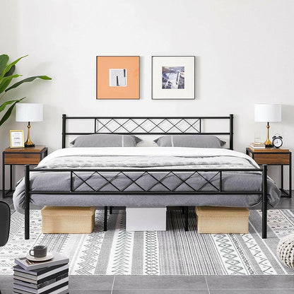 King Size Traditional Powder Coated Slatted Metal Platform Bed - FurniFindUSA