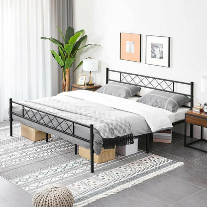 King Size Traditional Powder Coated Slatted Metal Platform Bed - FurniFindUSA