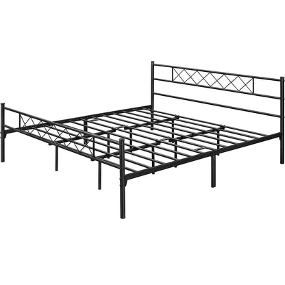 King Size Traditional Powder Coated Slatted Metal Platform Bed - FurniFindUSA