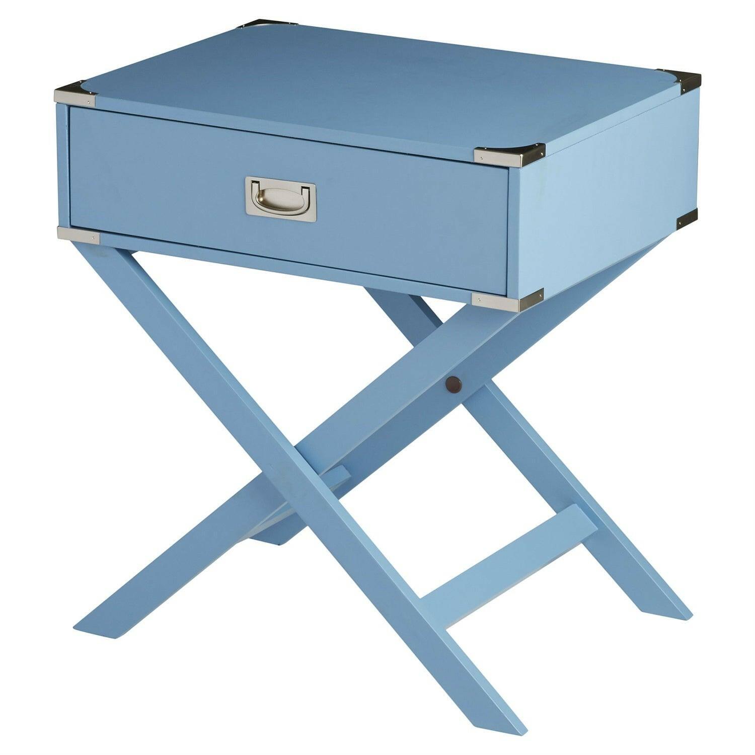 Modern 1-Drawer Bedroom Nightstand End Table in Blue Finish - FurniFindUSA