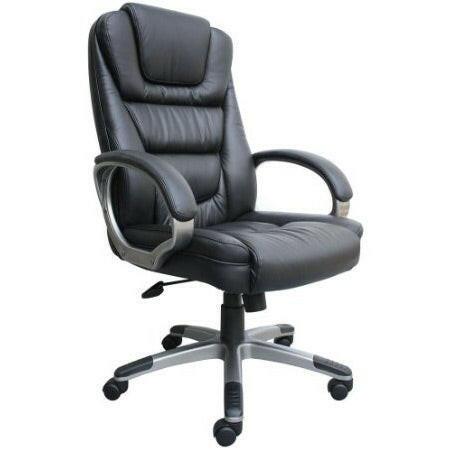 Ergonomic Black Faux Leather Executive Office Chair - FurniFindUSA