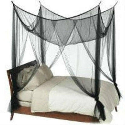 Black 4-Post Canopy Bed Mesh Netting Mosquito Net - Fits size Full Queen and King - FurniFindUSA