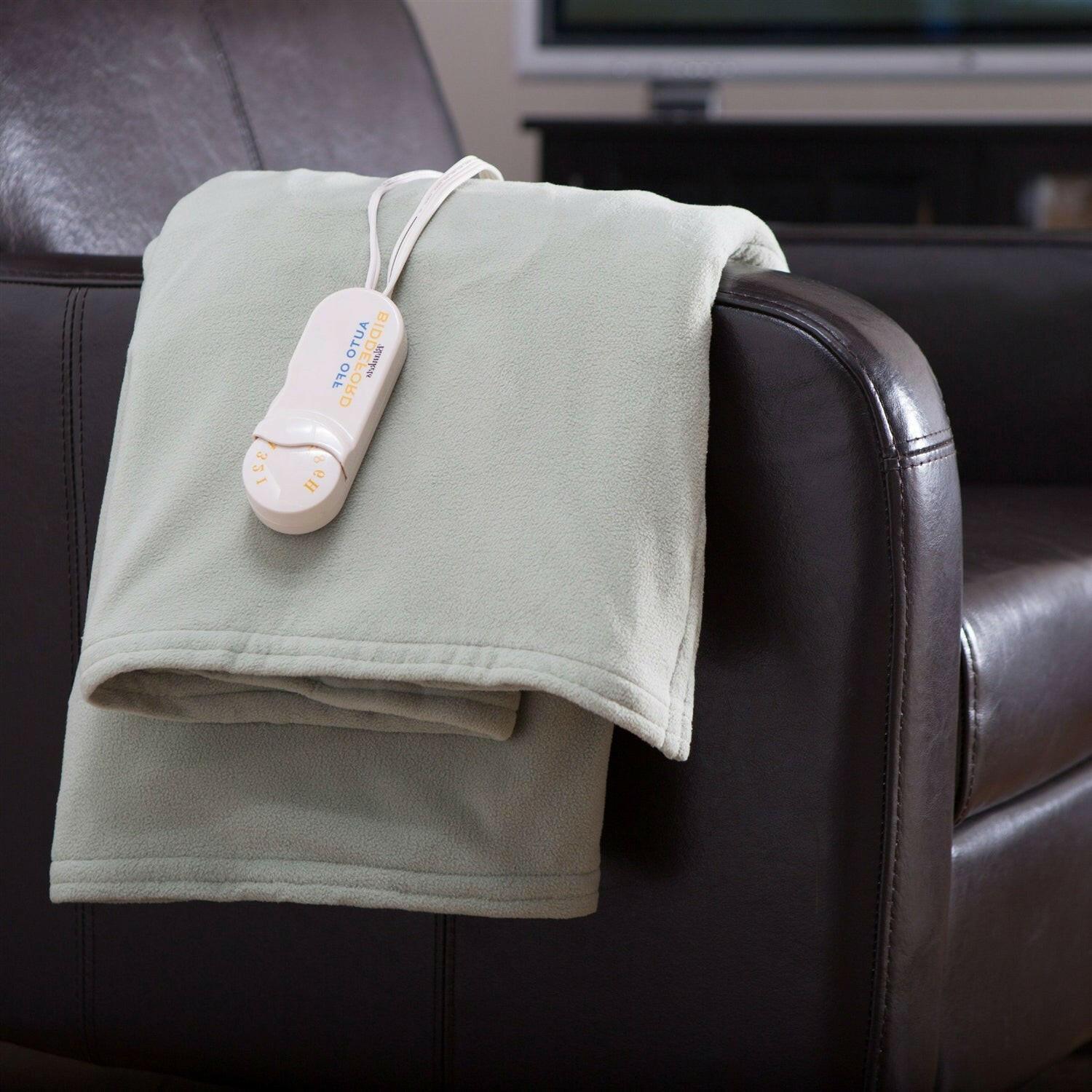Sage Green Comfort Knit Heated Electric Warming Throw Blanket - FurniFindUSA