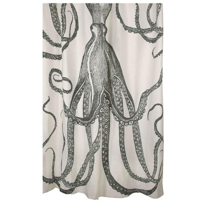 Black and White Octopus Shower Curtain 100-Percent Cotton 72 x 72-inch - FurniFindUSA