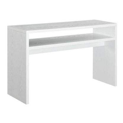 Modern FarmHome White Sofa Table Console Table with Bottom Shelf - FurniFindUSA