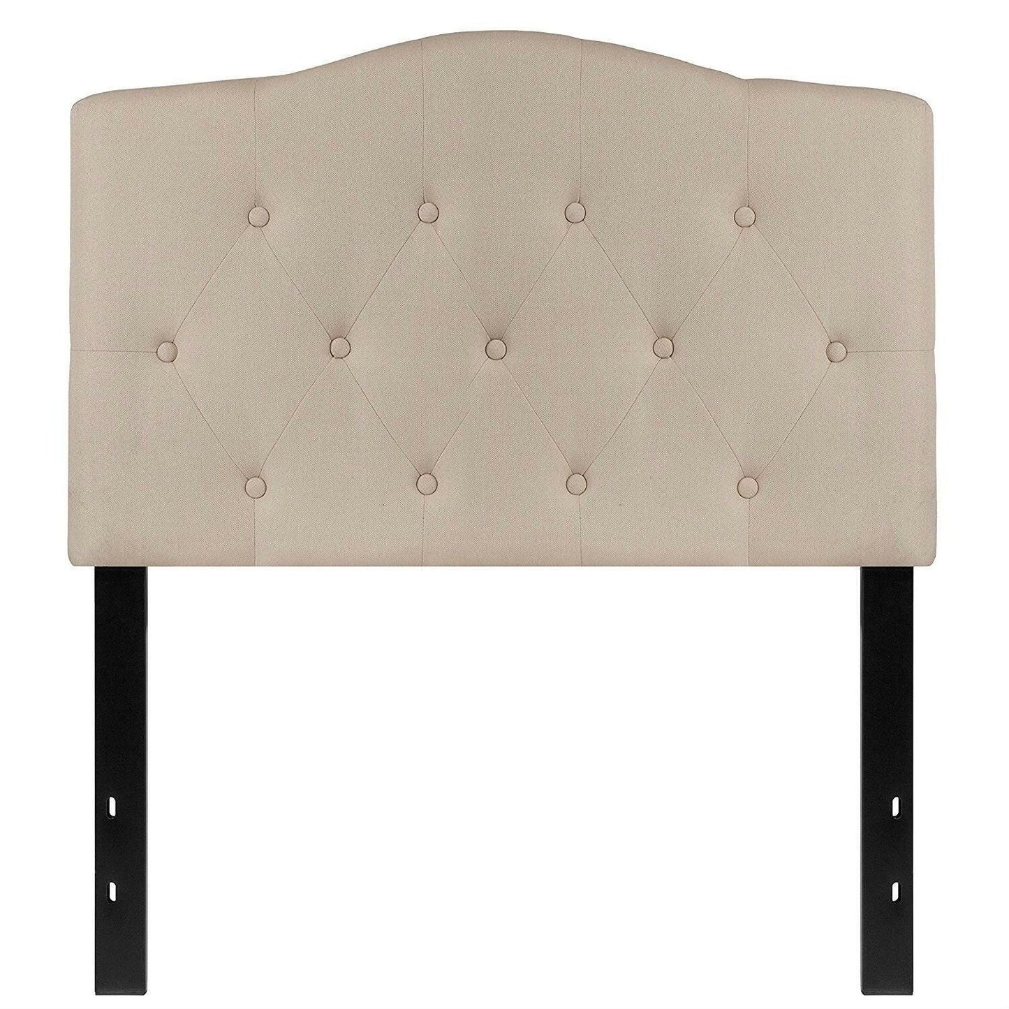 Twin size Beige Fabric Upholstered Button Tufted Headboard - FurniFindUSA