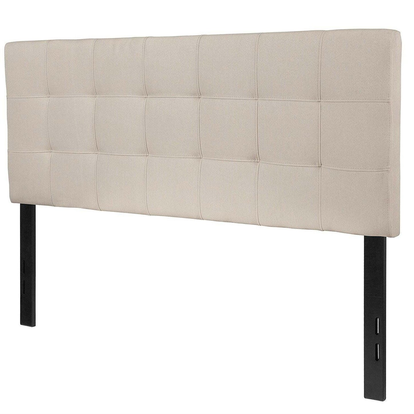 Full size Beige Taupe Fabric Box-Stitch Upholstered Headboard - FurniFindUSA