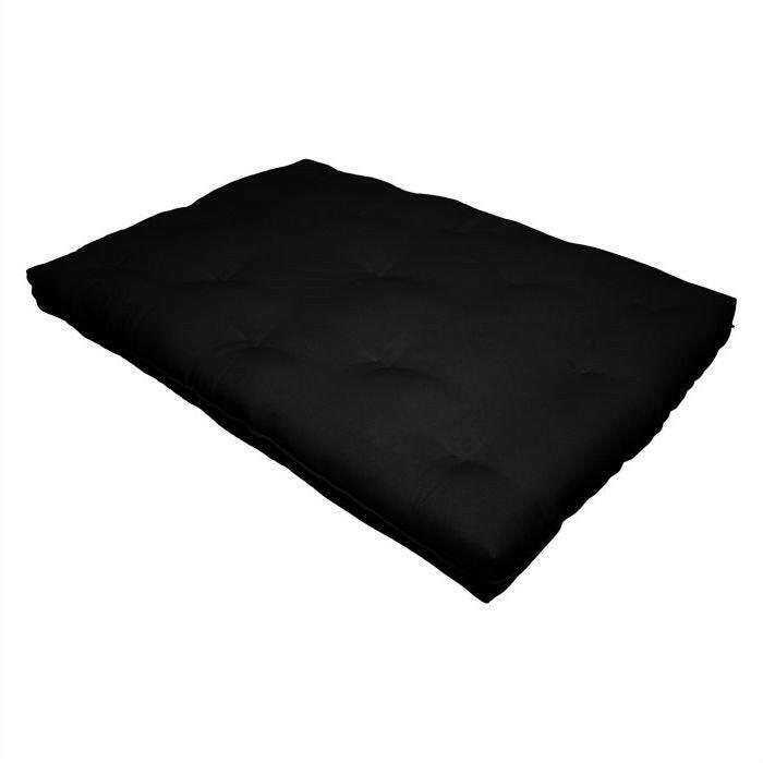 Full size 8-inch Thick Cotton Poly Futon Mattress in Black - FurniFindUSA